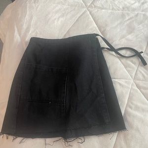 Denim black wrap skirt